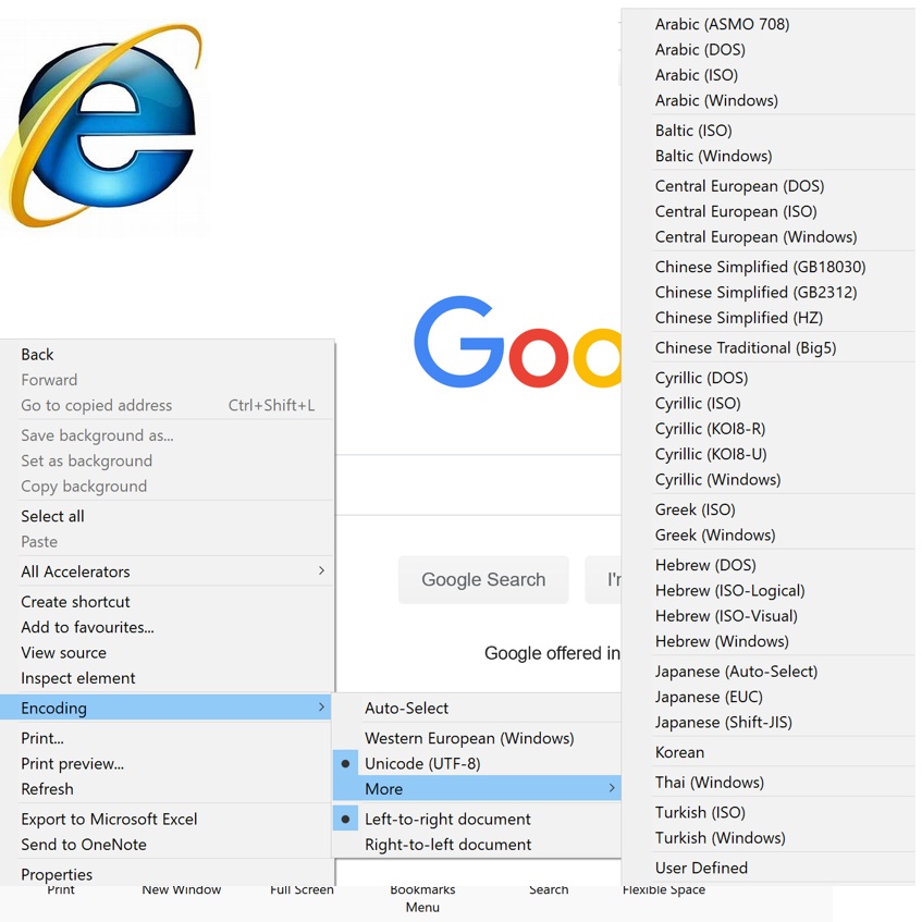 Encoding options in Firefox
