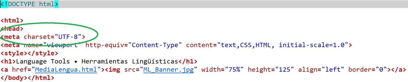 Encoding options in the html header