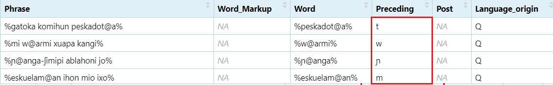 Creating the `Preceding` column