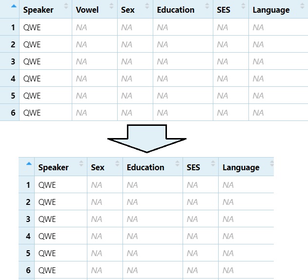 Remove the `Vowel` column
